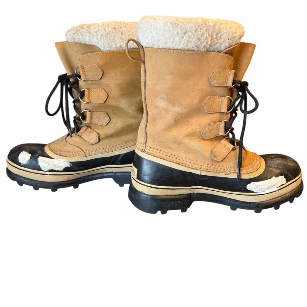 SOREL Men’s Caribou Waterproof Snow Boots Sz 9 Tan/Black